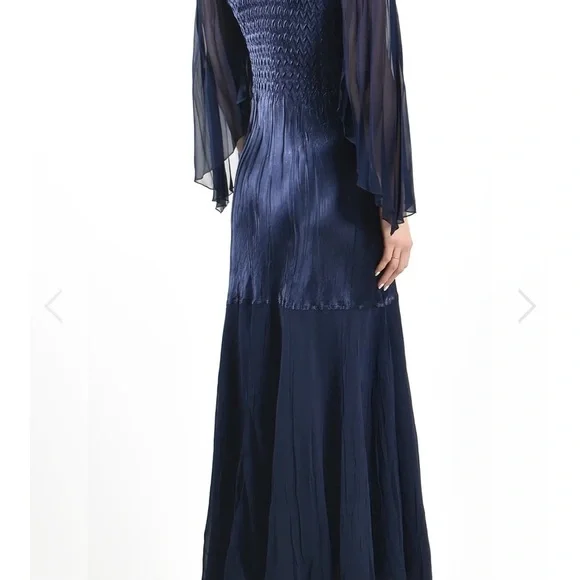 NWOT Komarov Charmuese Metallic Braided Long Sleeve Dress size small reg $510 - Picture 3 of 7